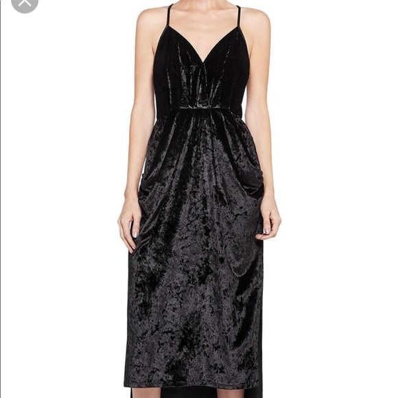 BCBG Faux Velvet Black Midi Dress NWT - Picture 1 of 2